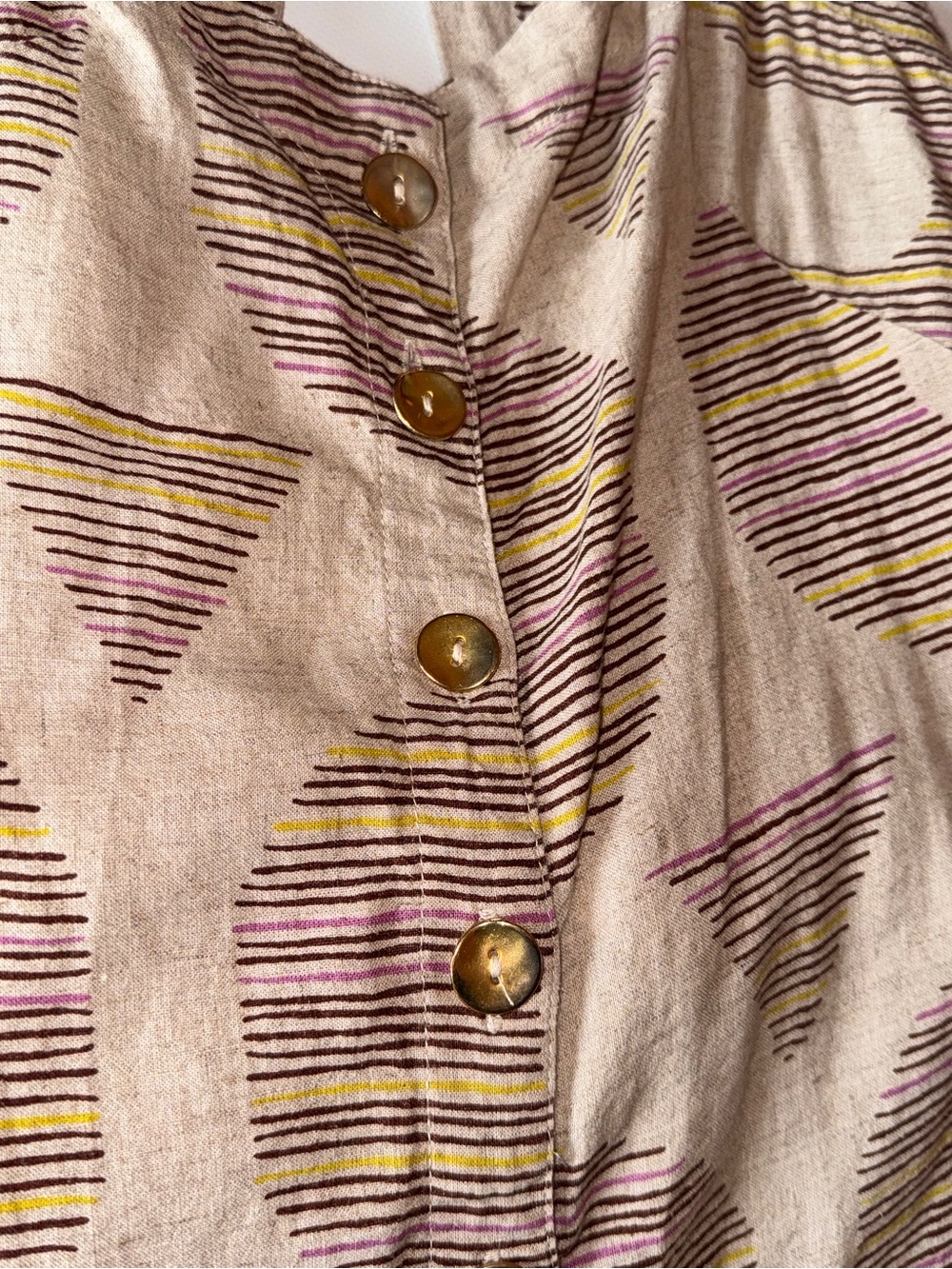 Celandine Anthropologie Halter Button-Front Linen blend Printed Maxi Dress sz xs - Picture 7 of 9